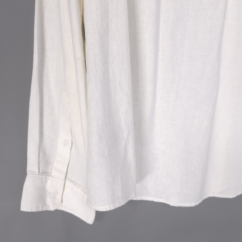 MAGASCHONI Mens New XXL Shirt Button Down EUROPEAN Linen Blend White GM50108M - Picture 9 of 13
